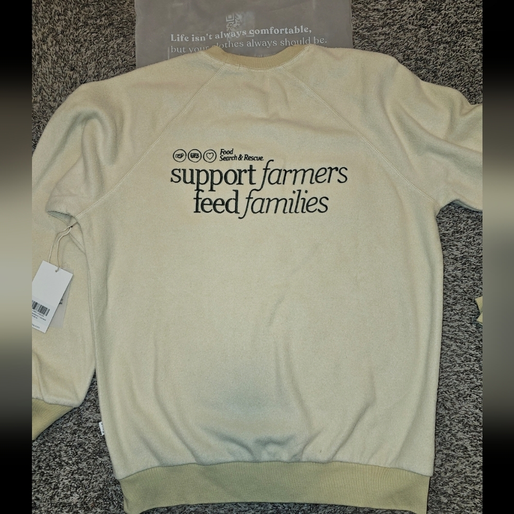 Support Farmers Feed Families Cream Sweater- Feat Clothing Brand